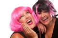 Portrait of Two Pink And Black Haired Girls Royalty Free Stock Photo