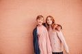 Portrait of two pretty little preteen girls Royalty Free Stock Photo