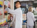 Portrait of two professional pharmacists Royalty Free Stock Photo