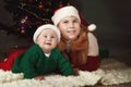 Portrait of two sisters, christmas Royalty Free Stock Photo