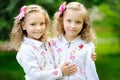 Portrait of two sisters twins Royalty Free Stock Photo