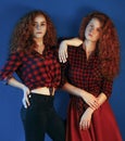 Portrait of two Sisters Young girls fashion models with gorgeou Royalty Free Stock Photo
