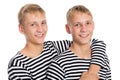 Portrait of two twin brothers, close up Royalty Free Stock Photo