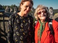 Portrait of two woman at bastei of Elbe Sandstone Mountains