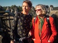 Portrait of two woman at bastei of Elbe Sandstone Mountains
