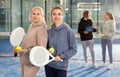 Portrait of two woman tennis players Royalty Free Stock Photo