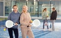 Portrait of two woman tennis players Royalty Free Stock Photo