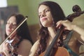 Portrait of two women playing music Royalty Free Stock Photo