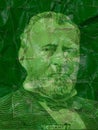 Portrait of U.S. president Ulysses S. Grant on green crumpled cardboard Royalty Free Stock Photo