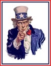 Uncle Sam. The famous portrait of Uncle Sam, historical figure and American emblem.
