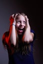 Portrait of unhappy screaming teen girl Royalty Free Stock Photo