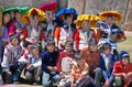 Portrait of unidentified children in Checaspampa traditional clothing Royalty Free Stock Photo