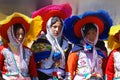 Portrait of unidentified children in Checaspampa traditional clothing Royalty Free Stock Photo