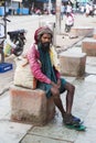 Portrait of an unidentified homeless man in the street of the sacred city of Rameshwaram, India. Royalty Free Stock Photo