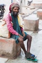 Portrait of an unidentified homeless man in the street of the sacred city of Rameshwaram, India. Royalty Free Stock Photo