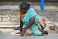 Portrait of an unidentified homeless woman in the street of the sacred city of Rameshwaram, India. Royalty Free Stock Photo