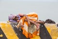 Portrait of an unidentified homeless woman in the street of the sacred city of Rameshwaram, India. Royalty Free Stock Photo