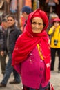 Portrait of unidentified old woman near stupa Boudhanath Royalty Free Stock Photo
