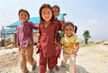 Portrait of unidentified playful little Nepalese girls