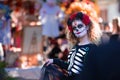 Portrait of unknown woman wearing sugar skull make-up at the Dia de Los Muertos celebrations Royalty Free Stock Photo