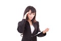 Portrait of upset, angry, negative, frustrated asian business woman Royalty Free Stock Photo