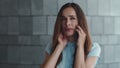 Businesswoman talking on cellphone at street. Woman calling on phone in city Royalty Free Stock Photo