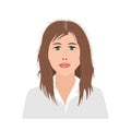 Portrait of upset young woman woman with damaged and fluffy hair. Vector illustration