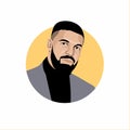 portrait vector illustration of drake rapper from canada