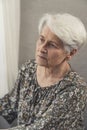 portrait vertical shot caucasian devastated depressed elder woman pensioner