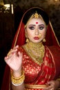 Portrait of very beautiful surprised Indian bride closeup. Concept of human emotions Royalty Free Stock Photo