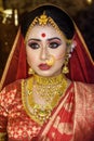 Portrait of very beautiful surprised Indian bride closeup. Concept of human emotions Royalty Free Stock Photo