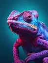 Portrait of a very colorful chameleon.