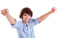 Portrait of a very happy young man with his arms Royalty Free Stock Photo