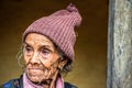 Portrait of a very old farmer woman in Nepal
