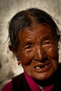 Portrait of a very old woman from Tibet