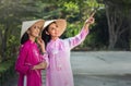 Portrait of Vietnamese girl traditional dress