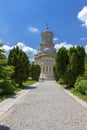 Portrait view of Arges Monastery on a sunny summer day in Romania