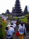 Portrait View Of Balinese People Walking n The Middle Besakih Mother Temple In The Meajar Ajar Ceremony From A Series Of Ngaben