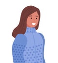 Smiling Woman in Sweater Winter Clothes Vector Royalty Free Stock Photo