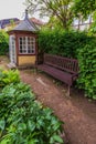 Portrait view of Gazebo in rear garden of the house where the famous composer and musician J.S. Bach was born in March 31, 1685