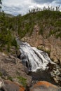 Portrait view of Gibbon Falls, a roadside waterfall in Yellowstone National Park Wyoming Royalty Free Stock Photo