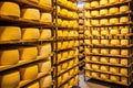 portrait view of imported cheeses in cooling storage