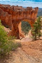 Portrait view of Natural Bridge in Bryce Canyon National Park in Utah Royalty Free Stock Photo