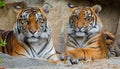 Portrait view of Sumatran tiger Panthera tigris sumatrae Royalty Free Stock Photo