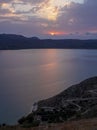 Portrait view of sunset over a bay in Kefalonia Royalty Free Stock Photo