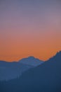 Portrait view over valley Ennstal to sunset over mountain Gumpeneck Royalty Free Stock Photo