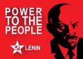 Portrait of Vladimir Lenin and lettering Power to the people. Poster stylized soviet style. Leader of the USSR, Russia