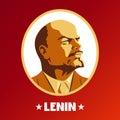 Portrait of Vladimir Lenin. Poster stylized Soviet-style. The leader of the USSR. Russian revolutionary symbol Royalty Free Stock Photo