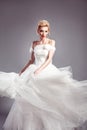 Portrait in vogue style of fashion beautiful bride in wedding dr Royalty Free Stock Photo