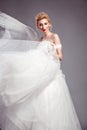 Portrait in vogue style of fashion beautiful bride in wedding dr Royalty Free Stock Photo